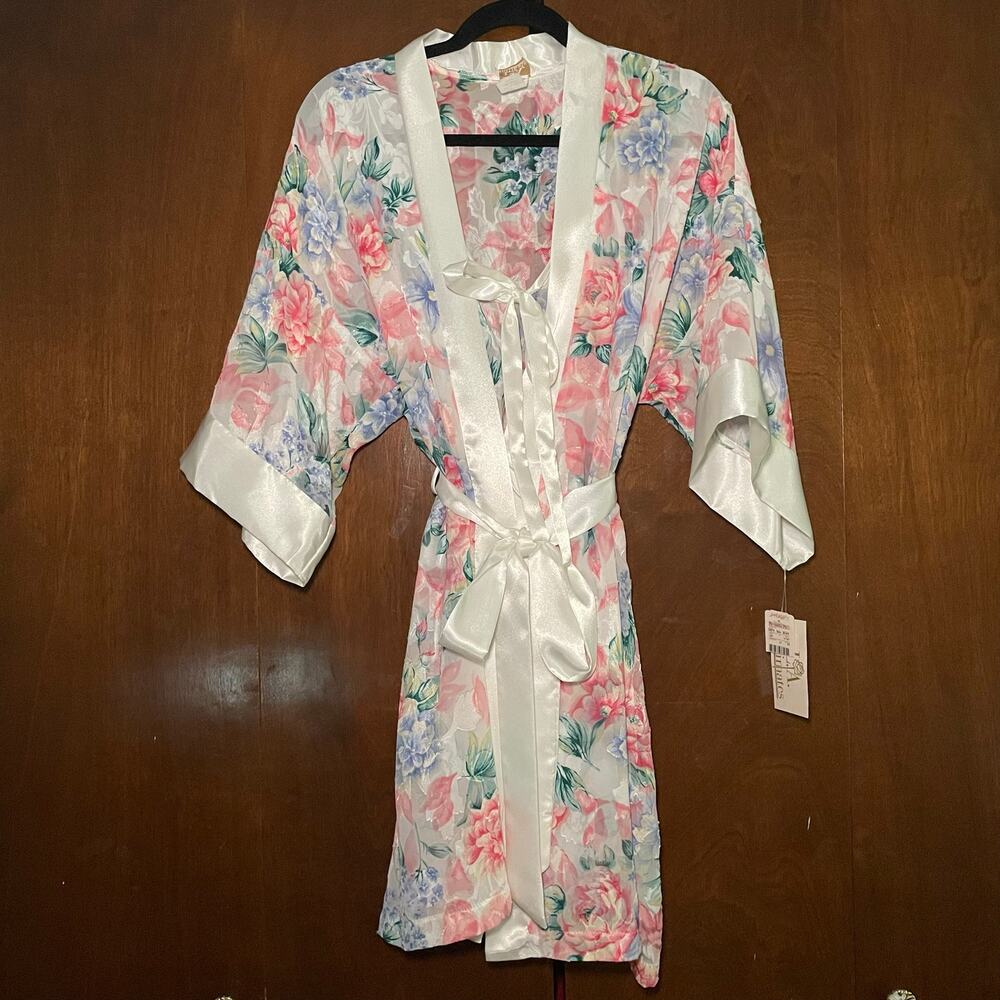 NEW Vintage L.A. Intimates Floral Slip Chemise & Matching Robe Dressing Gown M